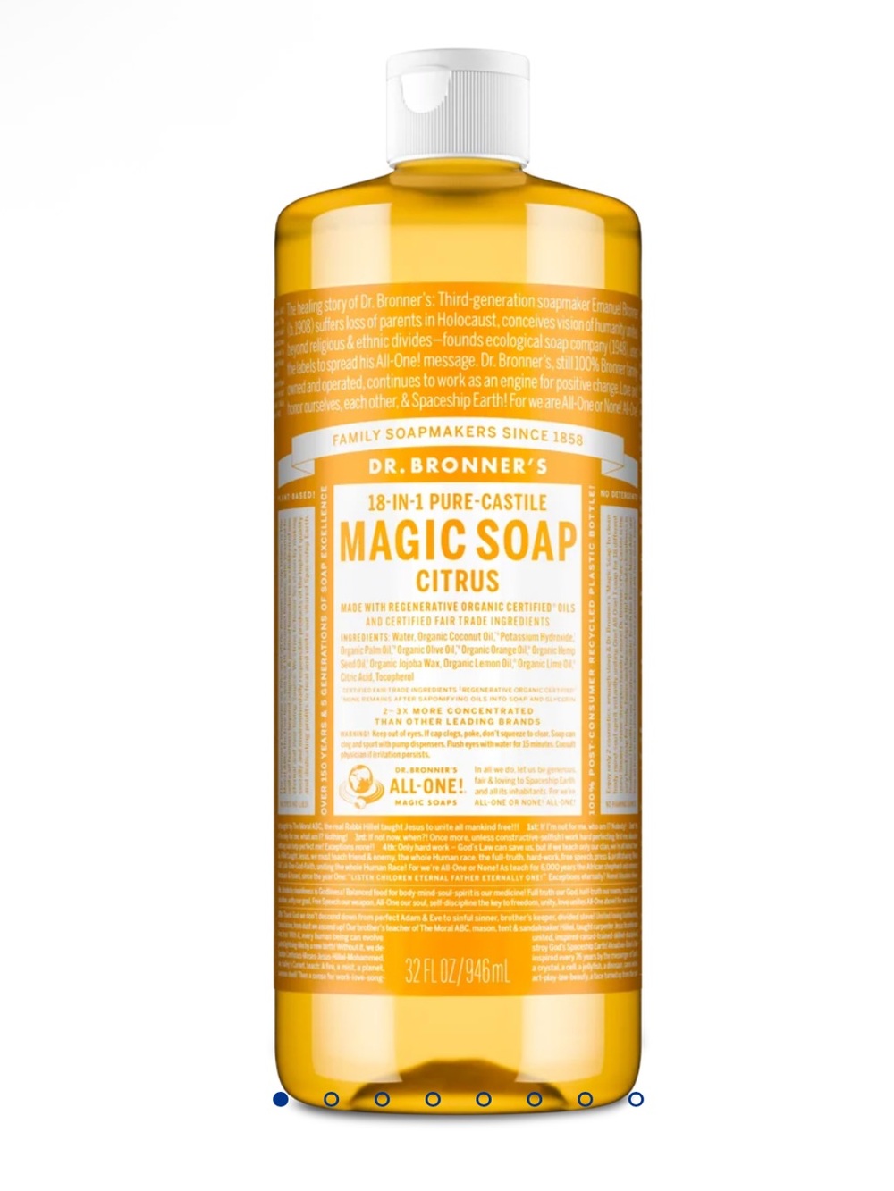 NEW- Dr. Bronner's 18-in-1 Pure Castile Magic Soap in Citrus